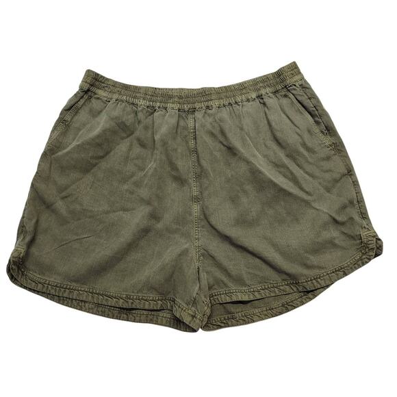 Treasure & Bond Elastic Pigment Washed Olive Lyocell Shorts Size Large - Picture 1 of 6